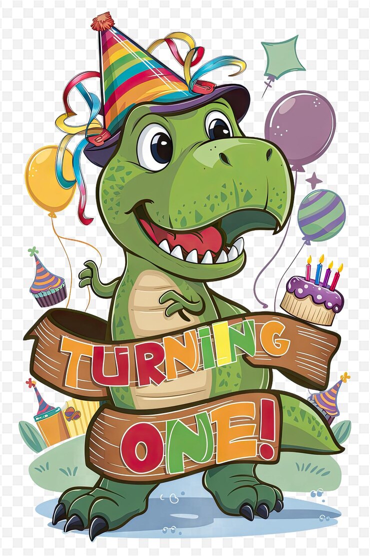 PSD um cartão de aniversário de dinossauro com um dinossauro nele