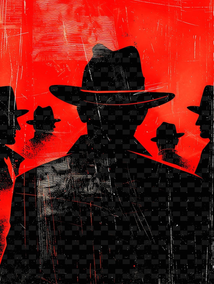 PSD um cartaz com um homem vestindo um chapéu e um fundo vermelho com as palavras "o homem no meio"