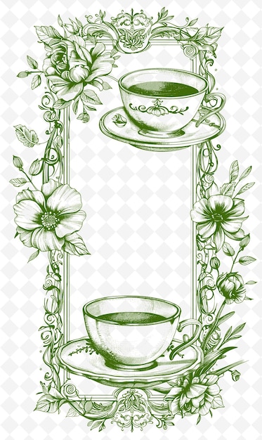 PSD um cartaz com uma chávena de chá e um prato