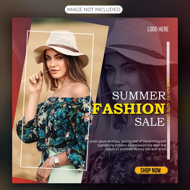 PSD um cartaz de moda de verão mostra uma mulher usando um chapéu e um chapéu