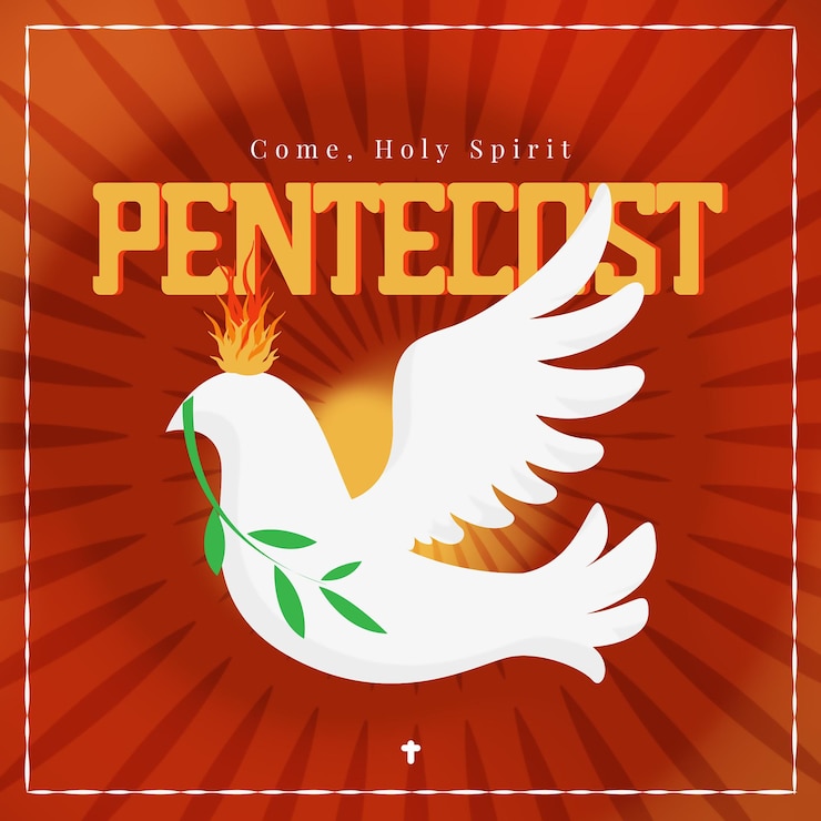 PSD um cartaz de pentecostes com uma pomba no meio.