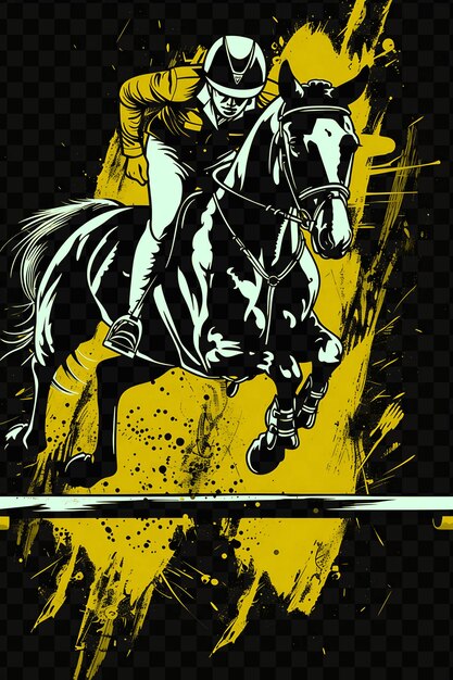 PSD um cartaz de um cavalo com um cavaleiro nele