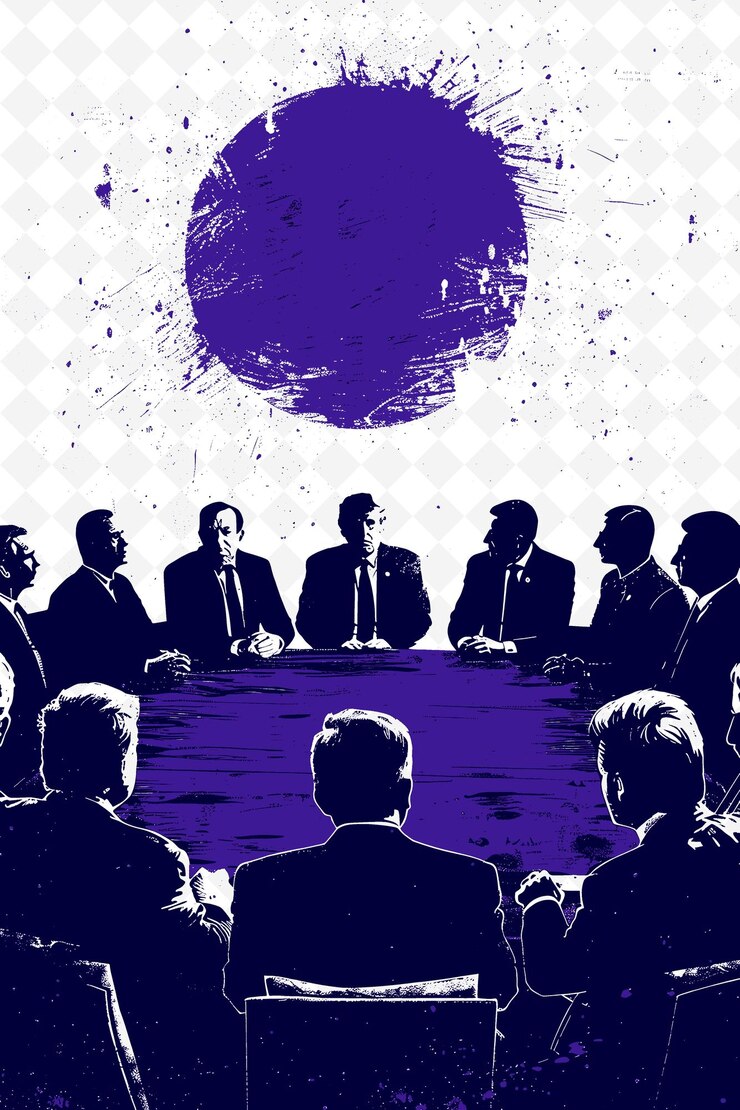 PSD um cartaz de um grupo de homens em ternos e gravatas