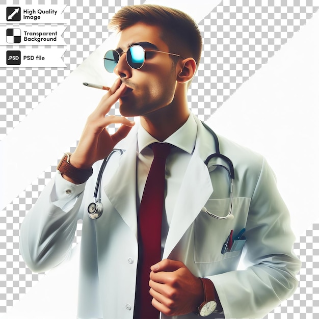 PSD um cartaz de um médico fumando um cigarro