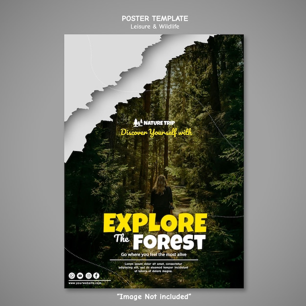 um cartaz para aventura da floresta com uma citação da floresta
