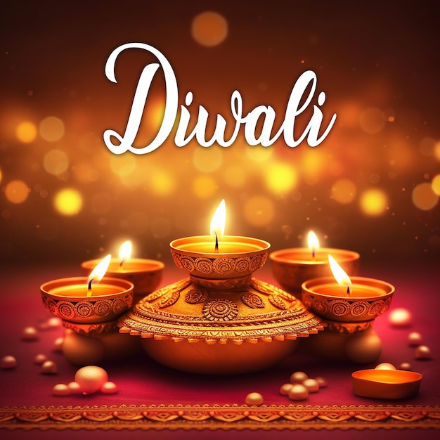 PSD um cartaz para diwali com velas nele