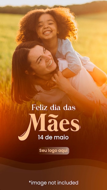 PSD um cartaz para feliz de maas mostra uma mulher abraçando-a e o texto 'feliz de maas' nele