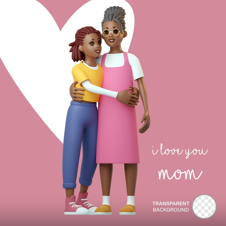 PSD um cartaz para mãe e filha com fundo transparente