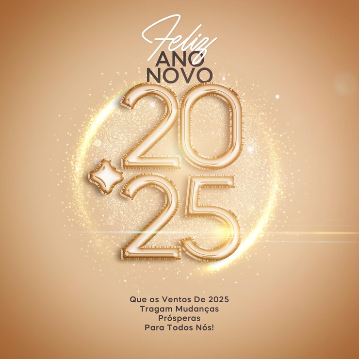 PSD um cartaz para o ano 2025 feliz ano novo celebrar conceito mínimo de ouro
