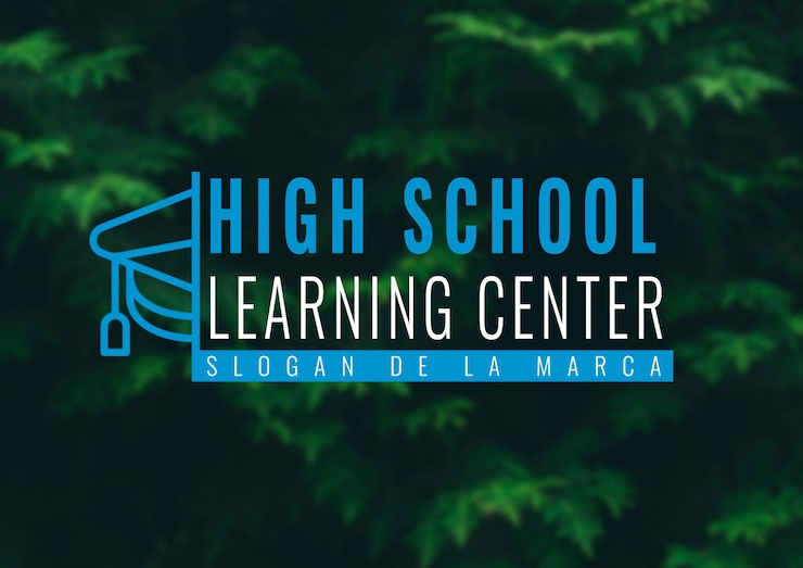 PSD um cartaz para o centro da escola secundária com um fundo azul