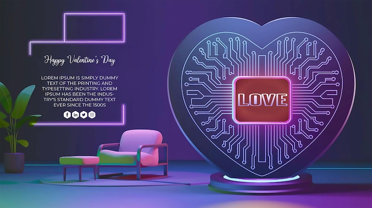 PSD um cartaz para o dia do amor com um fundo em forma de coração
