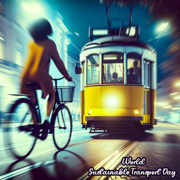PSD um cartaz para o dia mundial do transporte sustentável