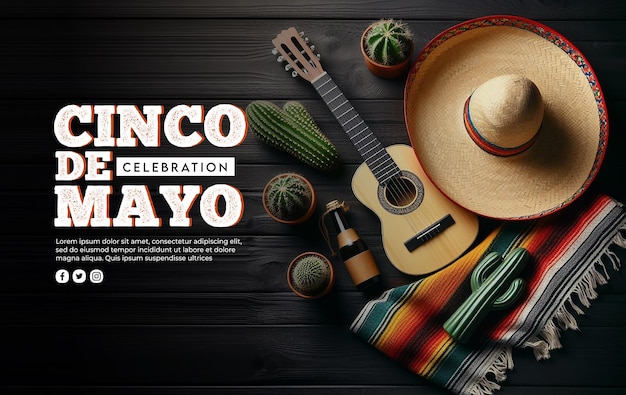 PSD um cartaz para o festival cinco de mayo