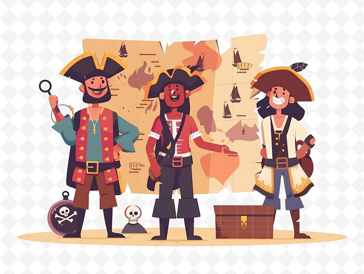 PSD um cartaz para pirata pirata e pirata com um mapa do mundo