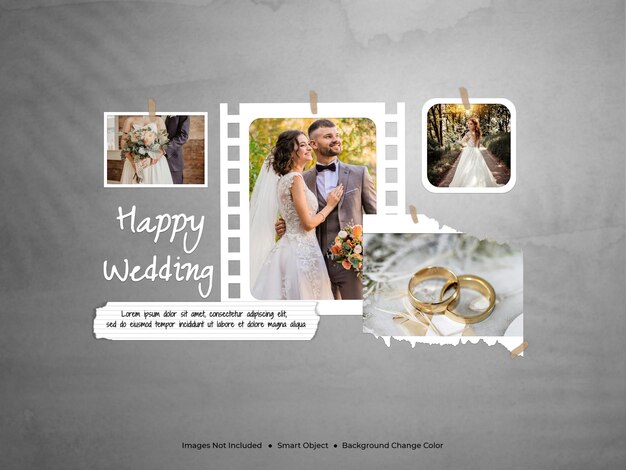 Um cartaz para um casamento que diz feliz casamento