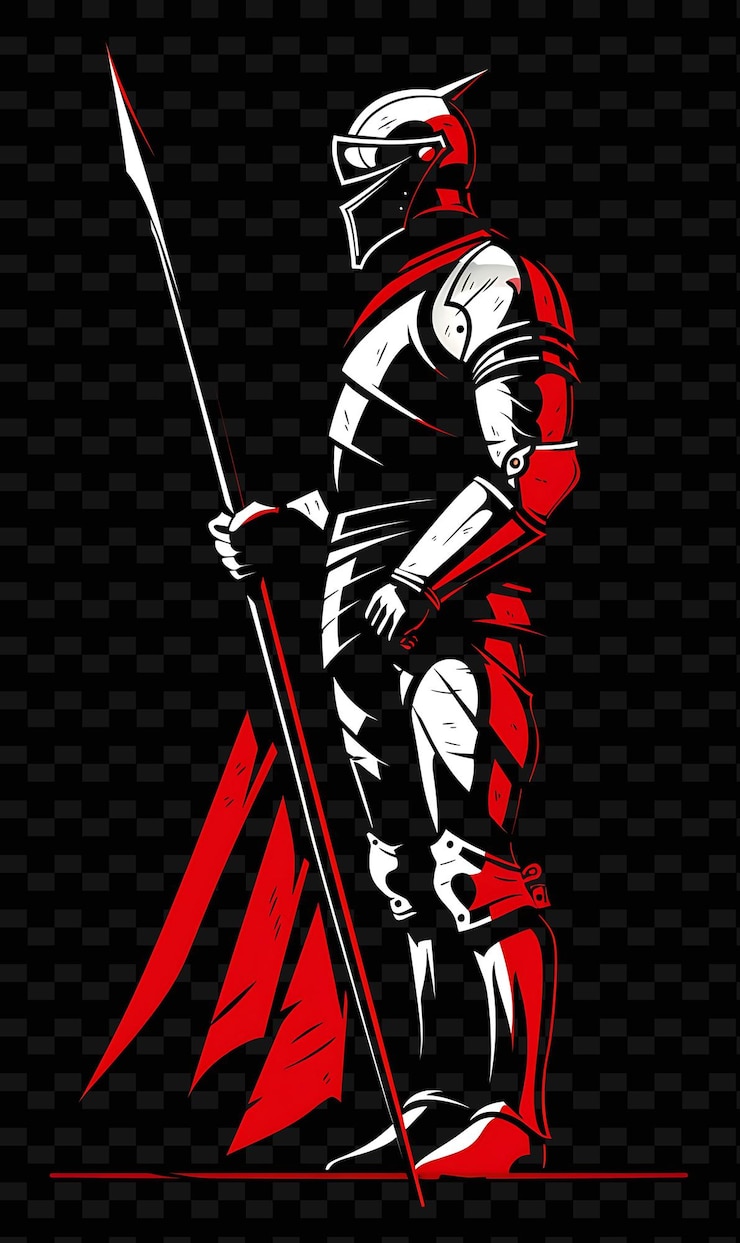 PSD um cartaz para um cavaleiro com uma espada e um escudo