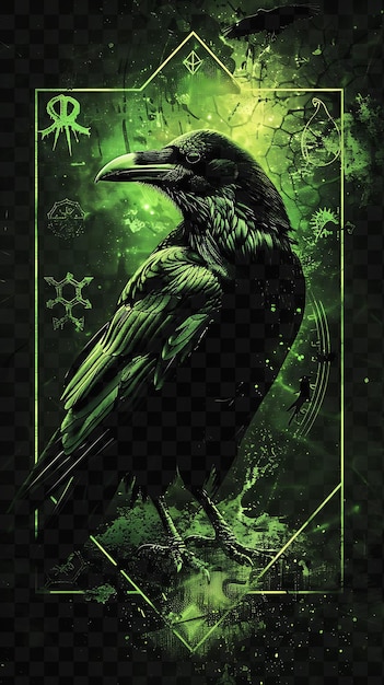 PSD um cartaz para um corvo com um fundo verde