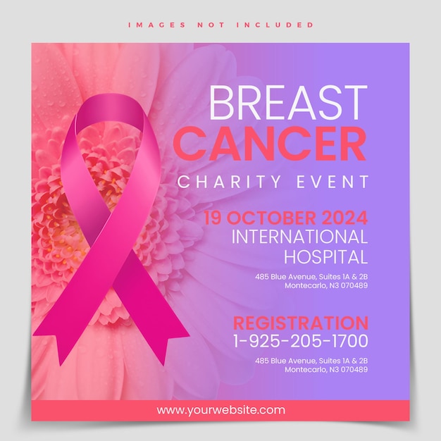 um cartaz para um evento de caridade contra o cancro da mama