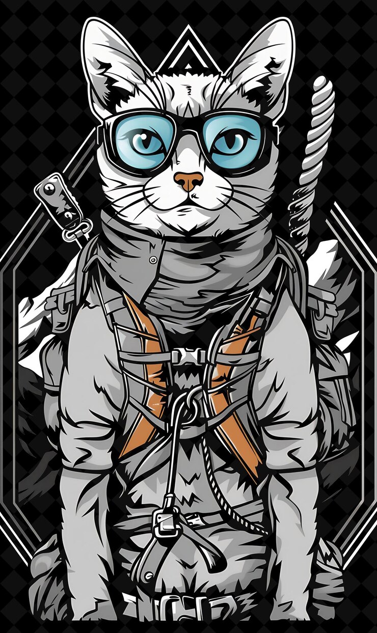PSD um cartaz para um gato com uma arma nele