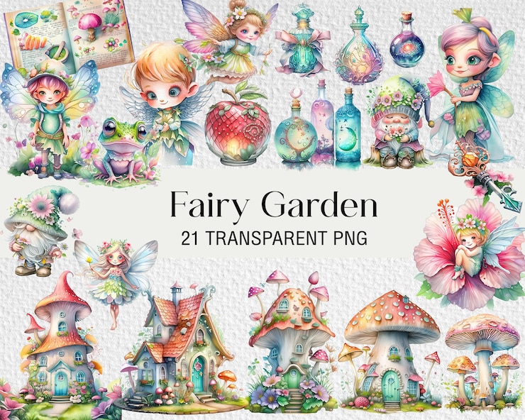 PSD um cartaz para um jardim de fadas com uma imagem de um jardim das fadas