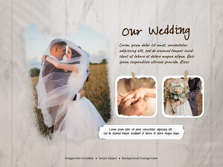 um cartaz para um quadro de fotos de uma cerimônia de casamento