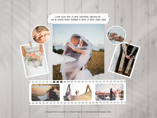 um cartaz para um quadro de fotos de uma cerimônia de casamento