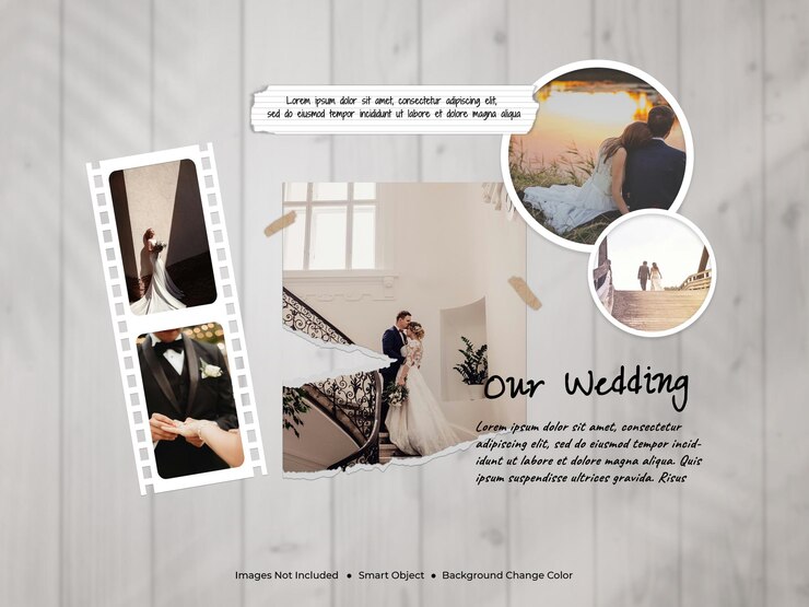 um cartaz para um quadro de fotos de uma cerimônia de casamento
