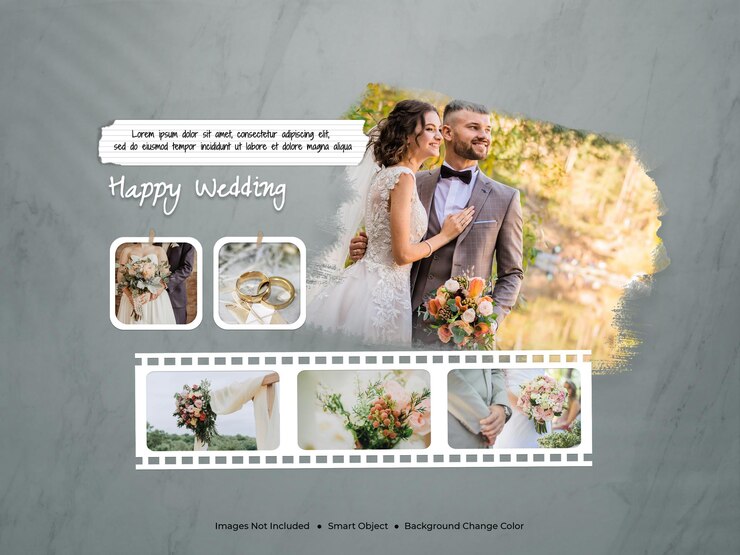um cartaz para um quadro de fotos de uma cerimônia de casamento