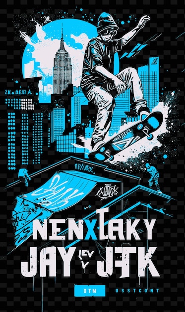 Um cartaz para um tipo num skate que diz 