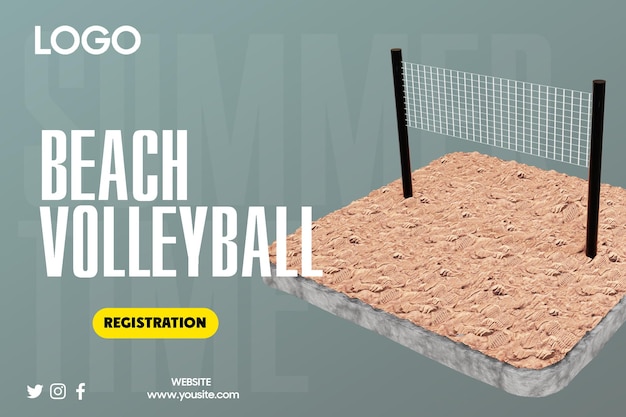 Um cartaz para um torneio de vôlei de praia.