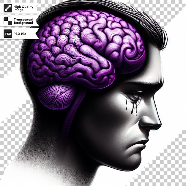 PSD um cartaz para uma cabeça humana com as palavras cérebro sobre ele