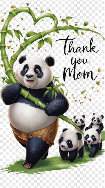 PSD um cartaz para uma família de ursos panda chamado 