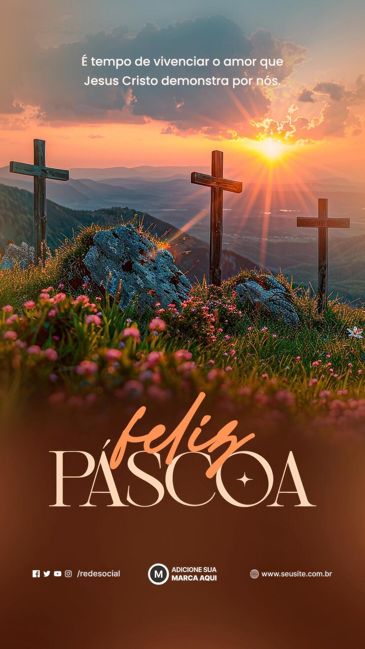 PSD um cartaz para uma igreja com cruzes e uma cruz no fundo