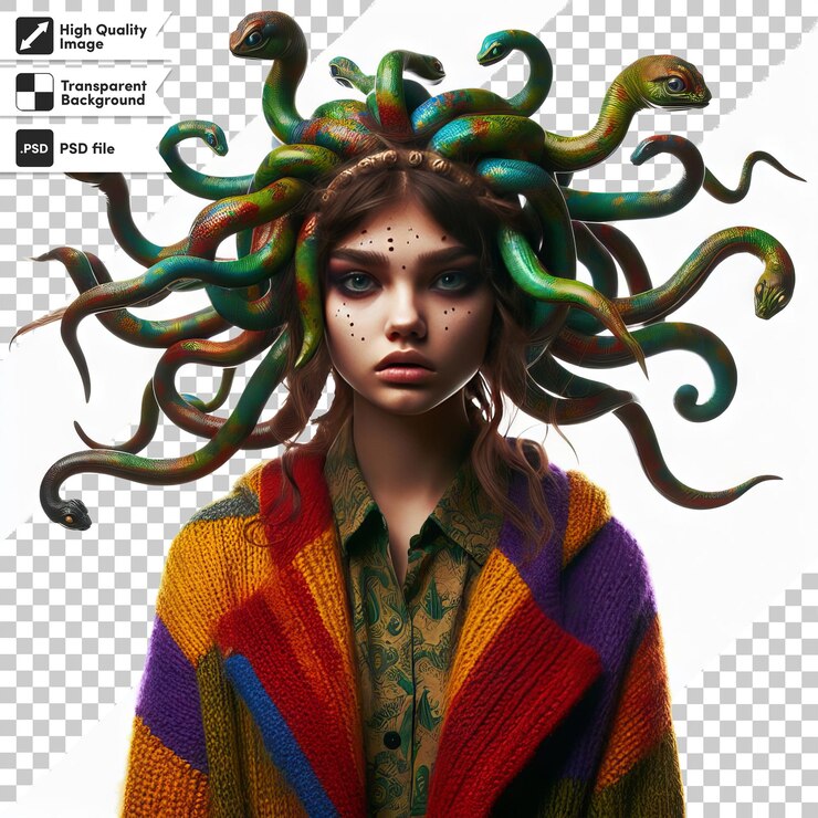PSD um cartaz para uma menina com um estilo de cabelo nele