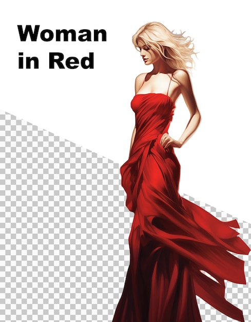 PSD um cartaz para uma mulher de vermelho