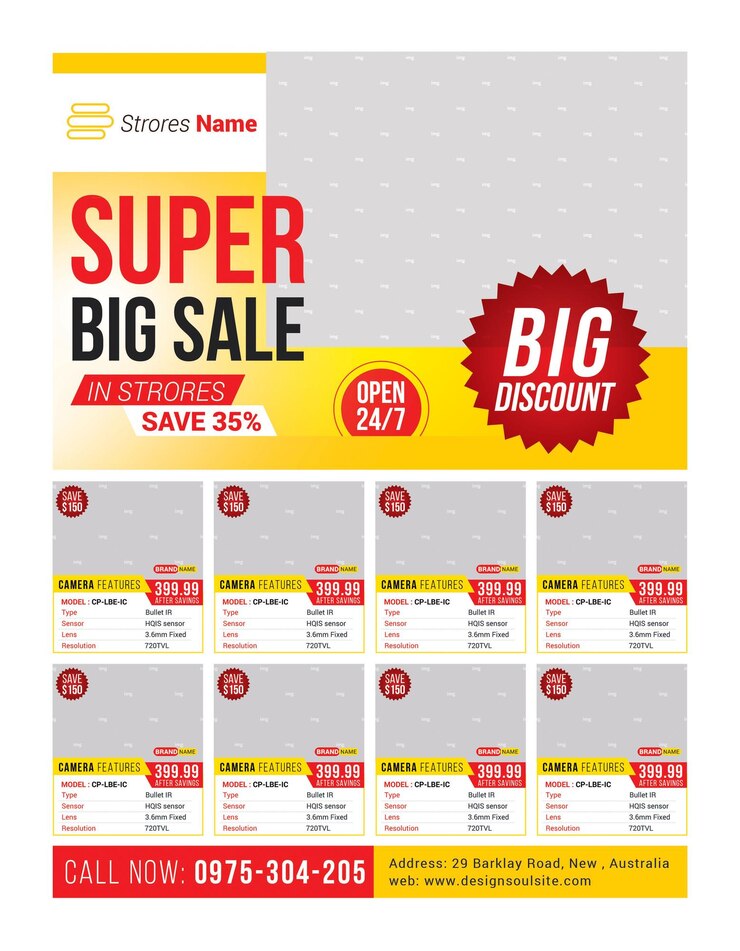 PSD um cartaz para uma venda super grande com uma etiqueta de preço