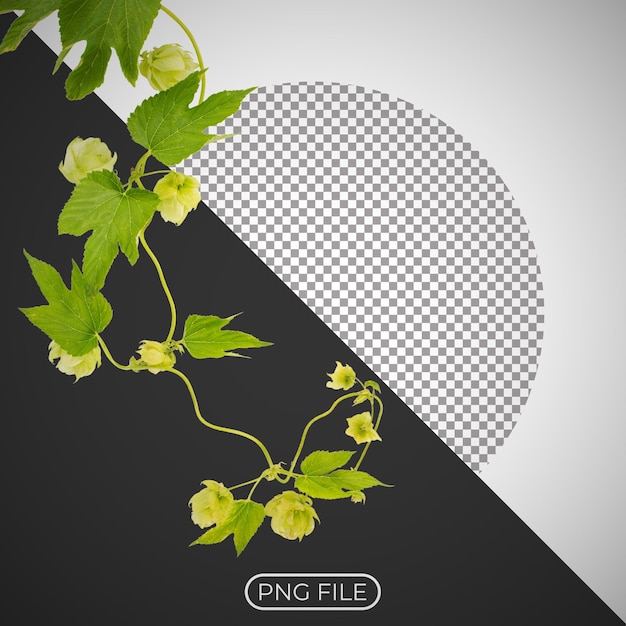 um cartaz preto e branco com uma planta com uma planta verde no canto