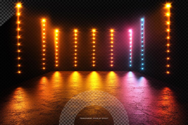 PSD um cartaz que tem um palco com uma luz nele