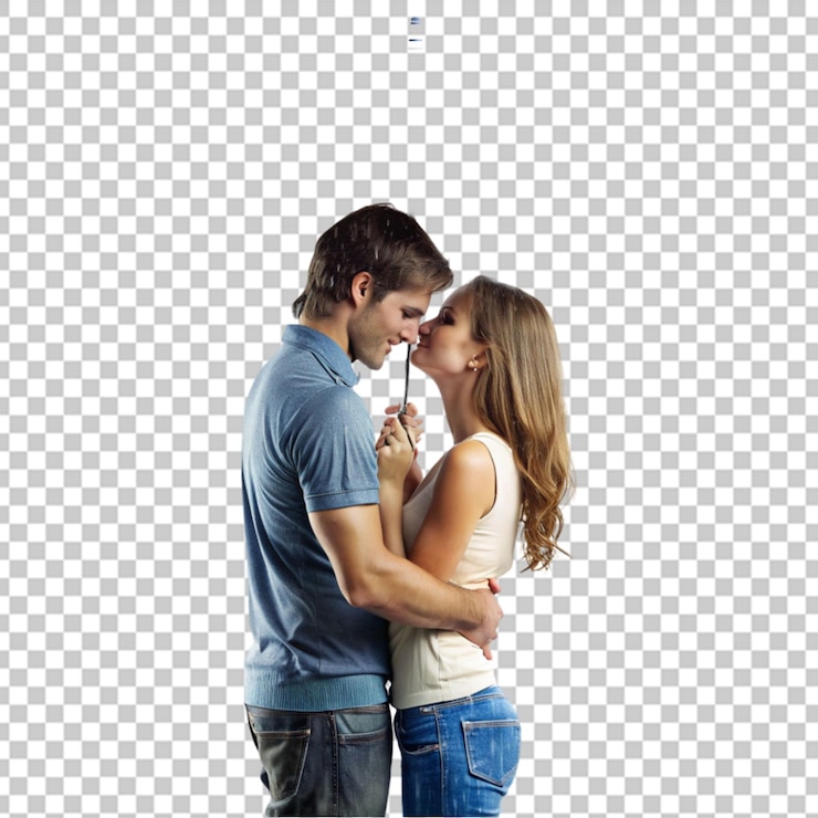 PSD um casal a flutuar com um guarda-chuva.