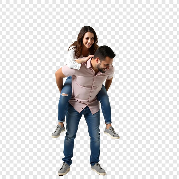 PSD um casal feliz a andar de costas