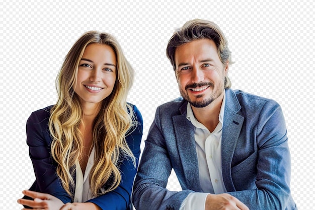 PSD um casal sorridente isolado em branco.