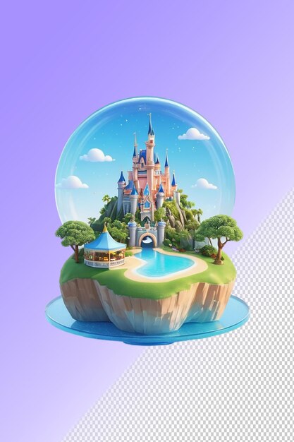 Um castelo em uma bola com um castelo nele
