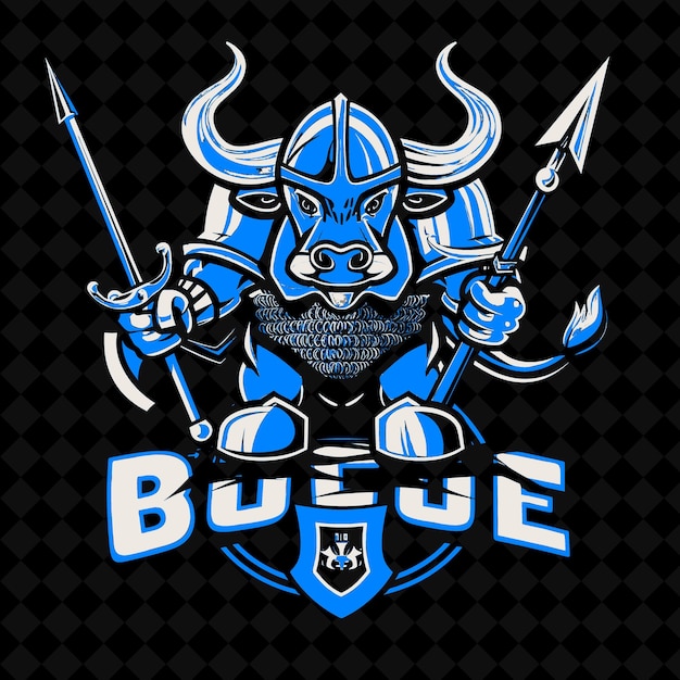 Um cavaleiro azul com uma espada e um escudo com a palavra azul
