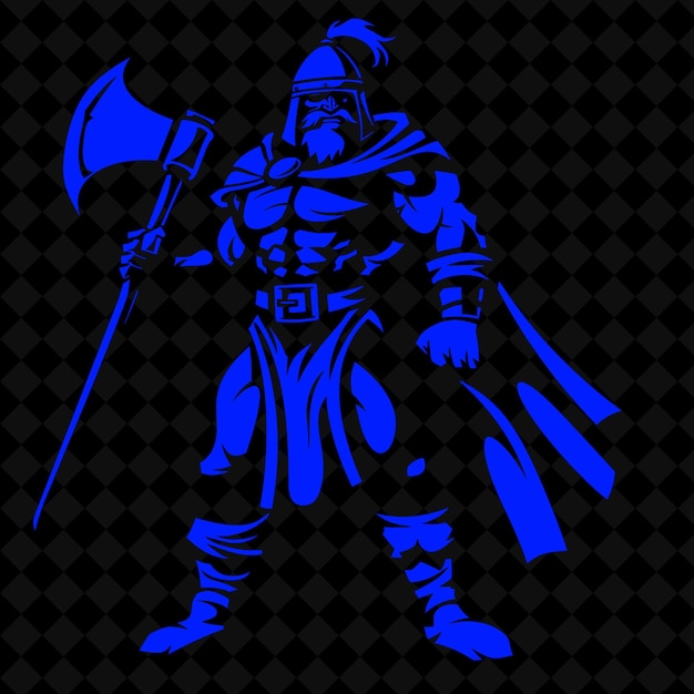 PSD um cavaleiro azul com uma espada e um escudo