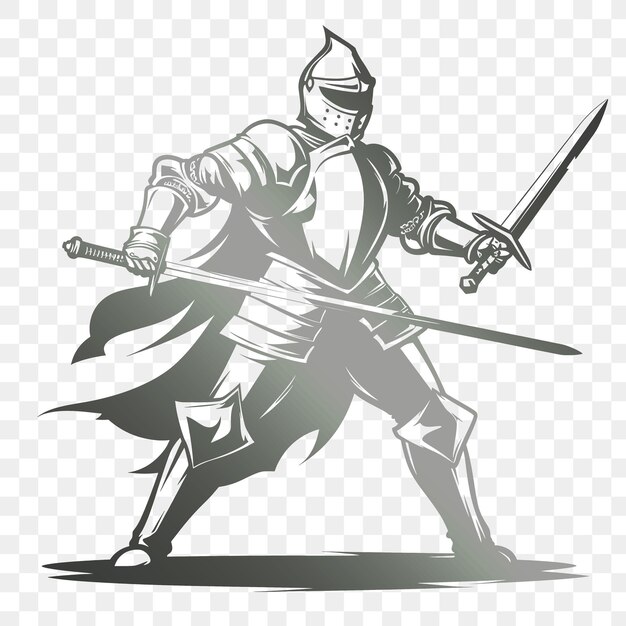 PSD um cavaleiro com uma espada e um escudo