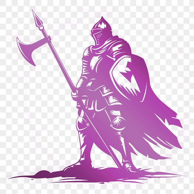 PSD um cavaleiro roxo com uma espada e um escudo