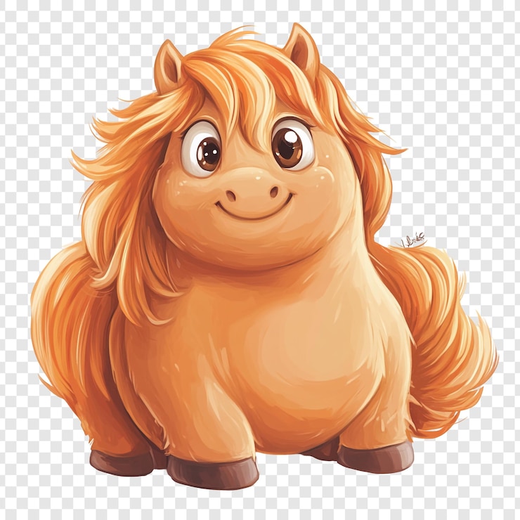 PSD um cavalo bonito com cabelo laranja em um fundo branco