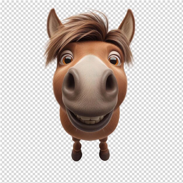 PSD um cavalo castanho com um sorriso no rosto