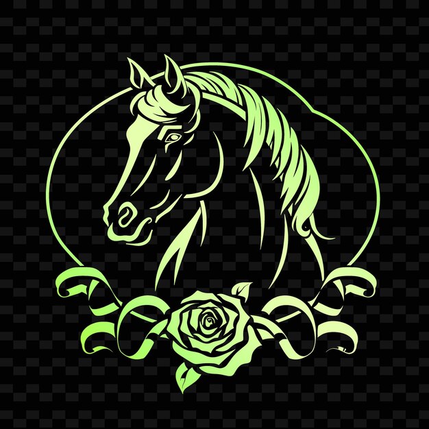 PSD um cavalo com um fundo verde com uma flor nele