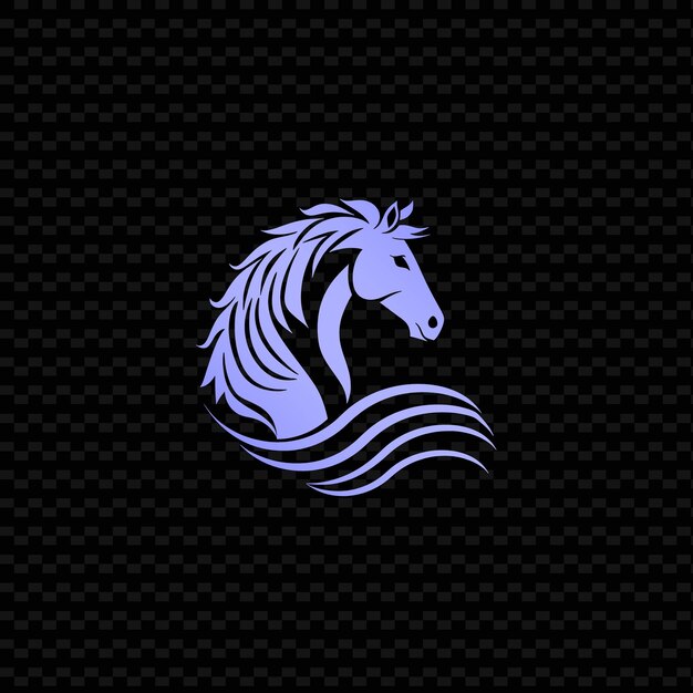 PSD um cavalo com uma crina azul está em um fundo preto